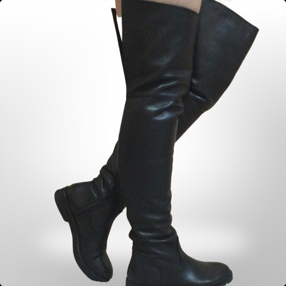 Mango leather knee-high boots